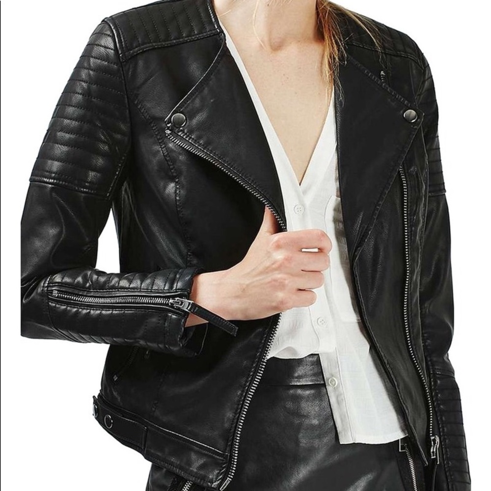 Topshop Nelly faux leather moto jacket